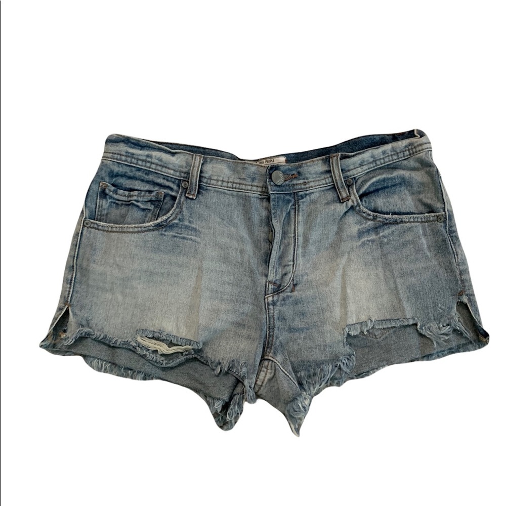 Free People 💯% Cotton Button Fly Ripped Distressed Denim Shorts Size 30